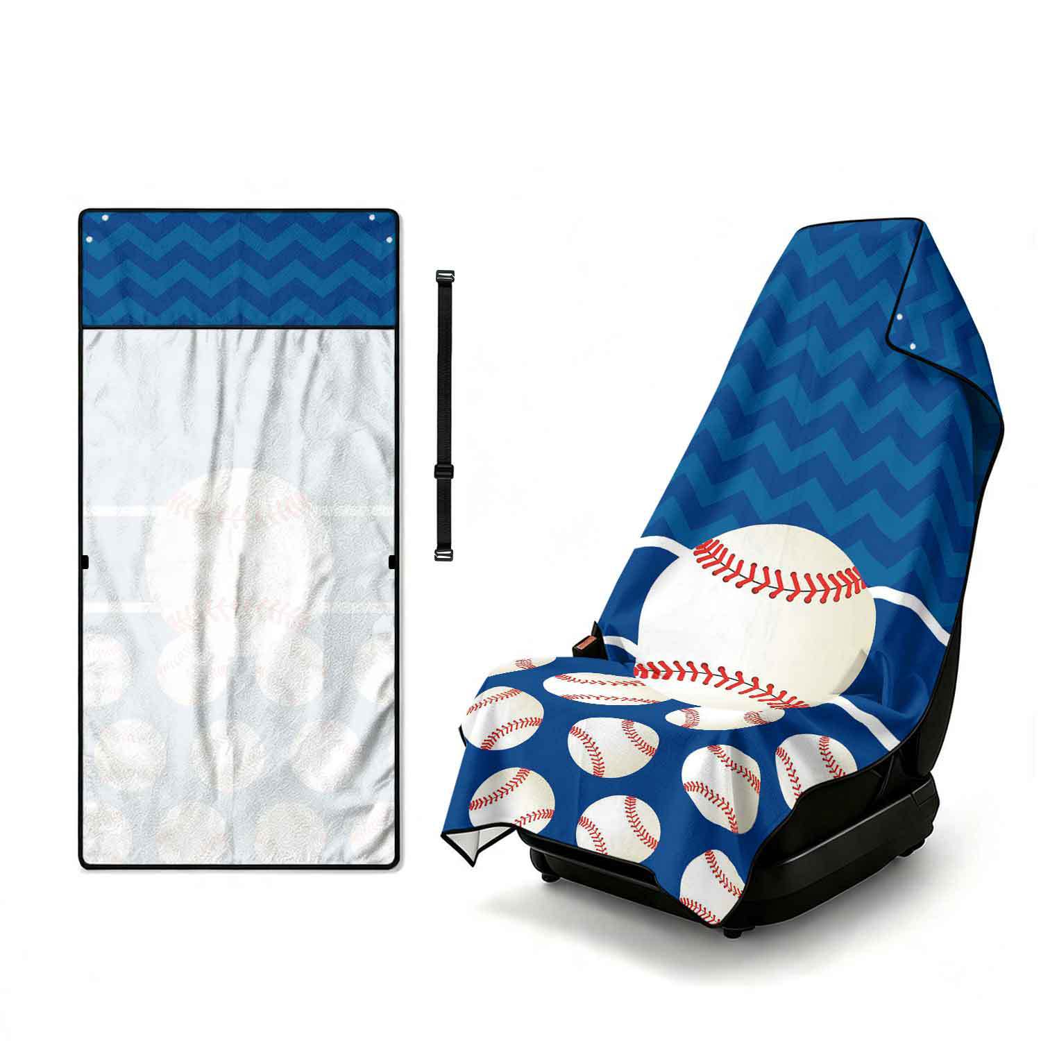 Printed bath towel and car seat cover 2-in-1, ultra-fine fiber outdoor beach and car dual-use universal seat cushion