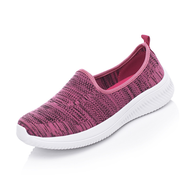 Lightweight Breathable Women's Shoes Spring and Summer Flying Mesh Sports Casual Running Shoes Lazy Slip-on Middle-aged and Elderly Mother Shoes