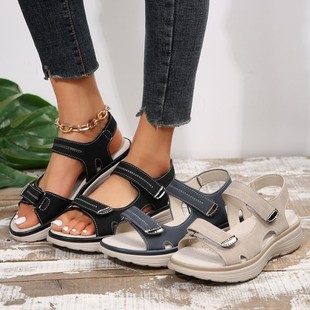 Fashion Summer 2025 New Sandals Women's Sports Style Wedge Slippers Lightweight Velcro Beach Sandals