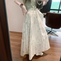 実写 ◆ 【紫粉系できれい】油絵感。良い品質の花の長いスカートはやせている半身のスカートを現します。