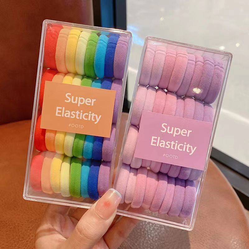 Banda de goma de lazo de pelo al por mayor en caja niñas alta Cola de Caballo cuerda de pelo banda de goma versátil nuevo color Banda de pelo cuerda de pelo