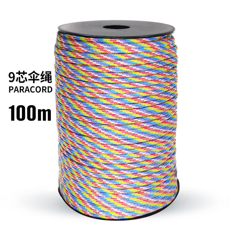 100 metros de eje 9 núcleos de cuerda de paraguas al aire libre caminata salvaje supervivencia de emergencia DIY pulsera trenzada multipropósito