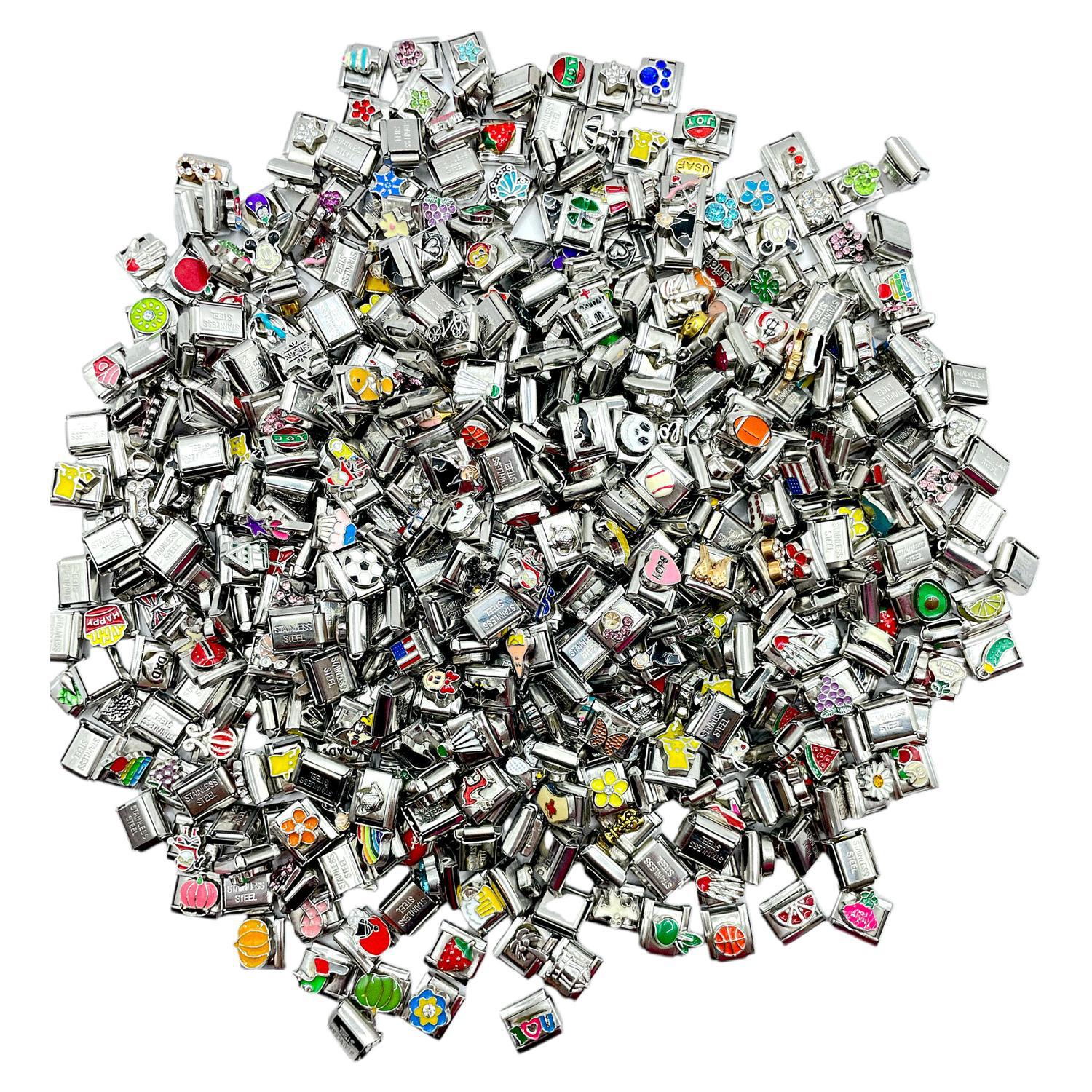 304 stainless steel random mixed batch module diy charm bracelet italy charms stainless steel stretch bracelet