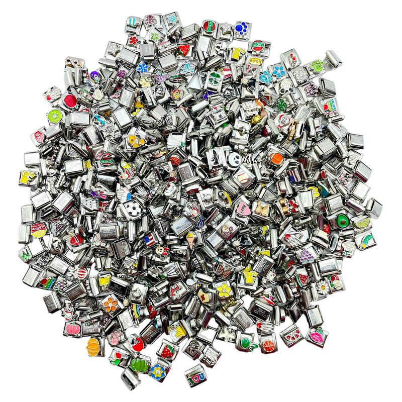 304 stainless steel random mixed batch module DIY charm bracelet italy charms stainless steel stretch bracelet