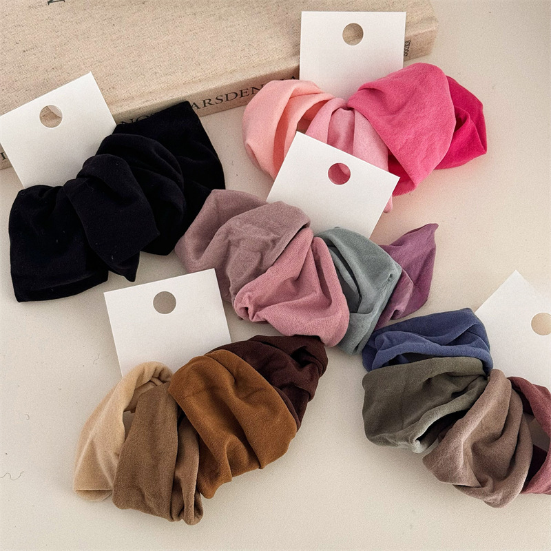 Super soft 4 pieces all-match rubber band hair tie rope simple solid color wide edge high elastic durable hair band hair rope_voghion.com