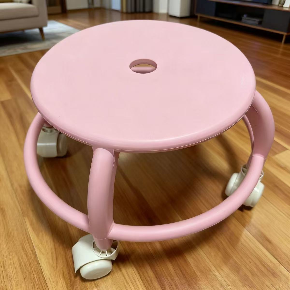 Polia bajo taburete de plástico taburete redondo silencioso para niños giratorio doméstico con bambina de belleza taburete de rueda universal bandeja de maceta