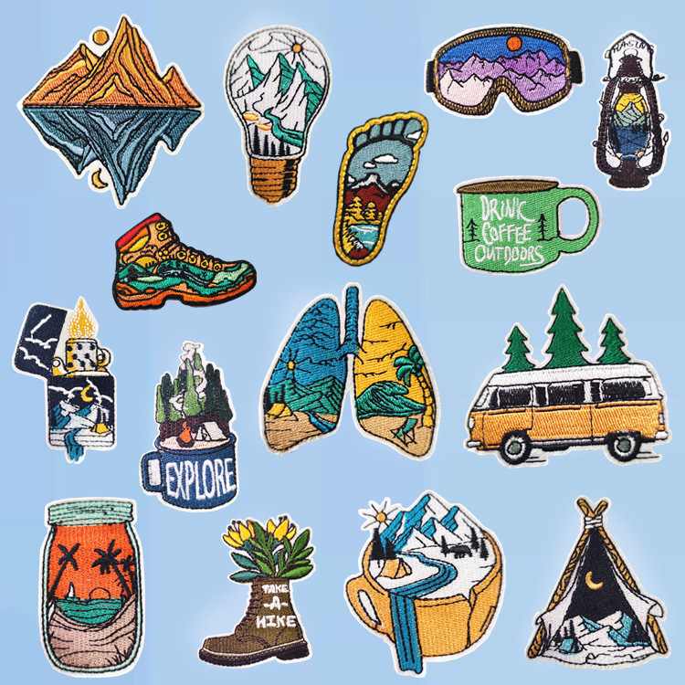 Computer Embroidery Logo Color Landscape Patch Cartoon Travel Cloth Stick Ironing Clothing Accessories diy Mountain and River Pattern Computer Embroidery Logo Color Landscape Patch Cartoon Travel Cloth Stick Ironing Clothing Accessories diy Mountain and River Pattern