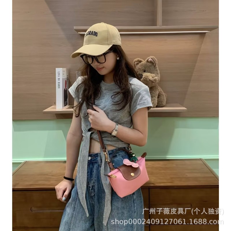 天井バージョン Longxiang ミニ団子バッグ女性のショートハンドルハンドバッグショルダーバッグクロスボディバッグ団子バッグミニナイロンバッグ|undefined