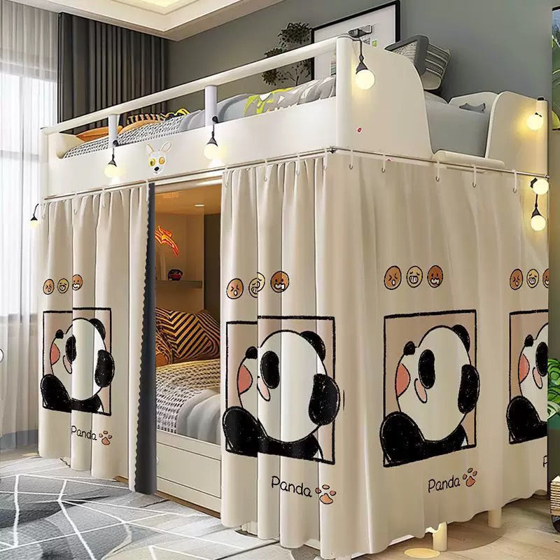 Fully Blackout Uncoated Student Bed Curtain Dormitory Complete Set of Upper and Lower Bunk Curtains Thickened Bracket Dustproof Mosquito Net Bed Surround
