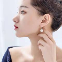 淡水本真珠 999 スターリングシルバーイヤリング女性のための韓国スタイルイヤリングスタッドフック低刺激性ファッショナブルなイヤリング