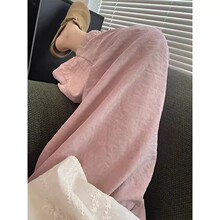 粉色日系亚麻休闲山本裤子女2026夏季新款双褶松紧腰设计感九分裤