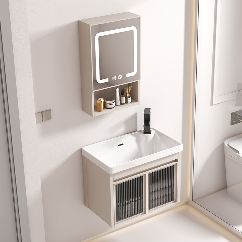 gabinete de baño de aluminio espacial tipo casa pequeña tipo pared tipo lavabo gabinete combinado lavabo de aire crema lavabo lavabo integral lavabo