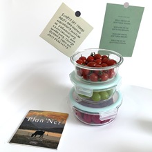 保鲜盒长方形圆形玻璃饭盒上班族便当可微波炉家用硼硅耐热印logo