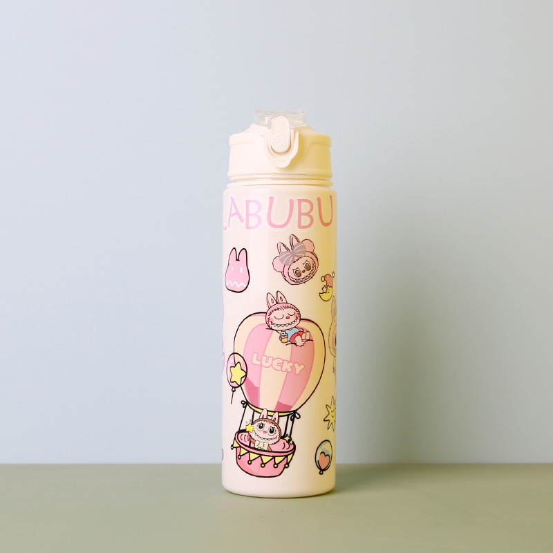 跨境外贸labubu儿童卡通拉布布水杯吸嘴水杯手提防摔水壶太空杯|undefined