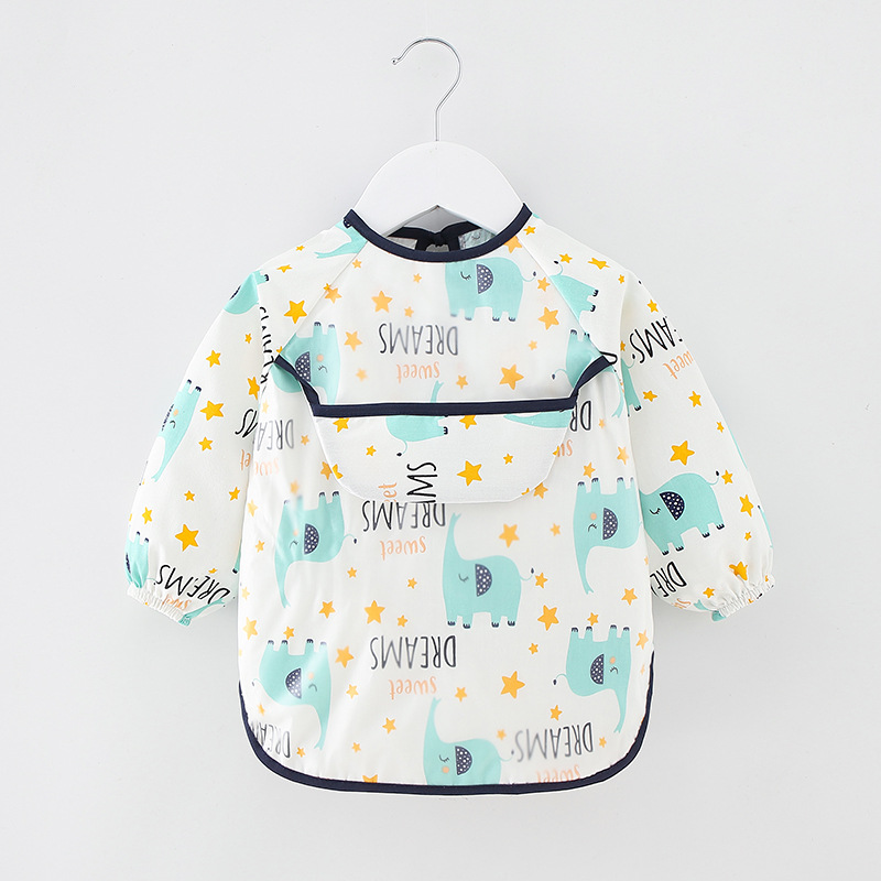 Abrigo impermeable para niños, con babero anti-sucio de algodón puro, manga larga, ideal para otoño e invierno, para bebés y niñas.