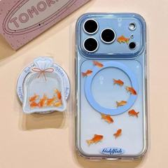 渐变晕染蓝色金鱼磁吸支架适用iPhone17promax苹果16手机壳15新款