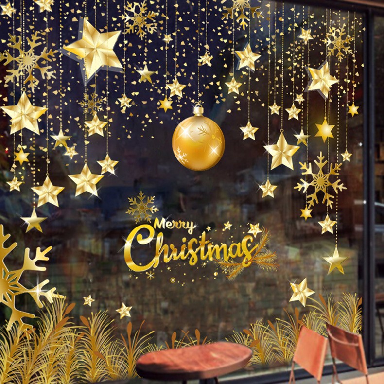 2026 工場直販クロスボーダークリスマス装飾ライトヘラジカガラスステッカーショップガラス窓静電卸売|undefined