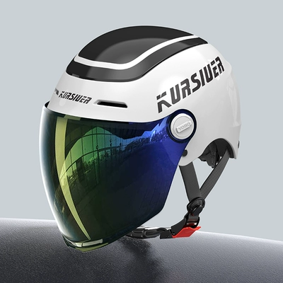 Motosiklet dəbilqələri 3C certification electric car helmet double - one-size-fits-all-3c-pearlescent-white-three-proof-paint-reinforced-colorful-dual-mirror-safety-tail-light-high-looking-new-national-standard-category-a