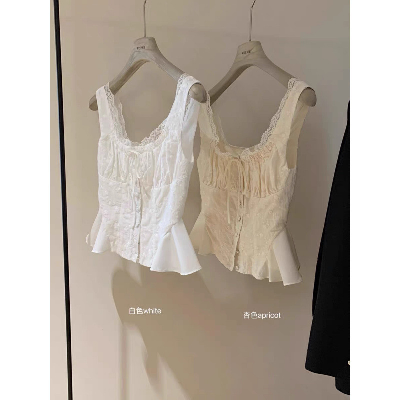 Hollow Lace Buttoned Waist Pure Lust Camisole for Women