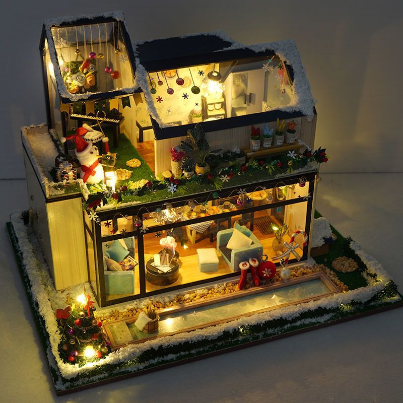D0X Christmas Gift DIY Handmade Cabin House Model House Assembled Kidsren's Toys Birthday Gift for Men D0X Christmas Gift DIY Handmade Cabin House Model House Assembled Kidsren's Toys Birthday Gift for Men
