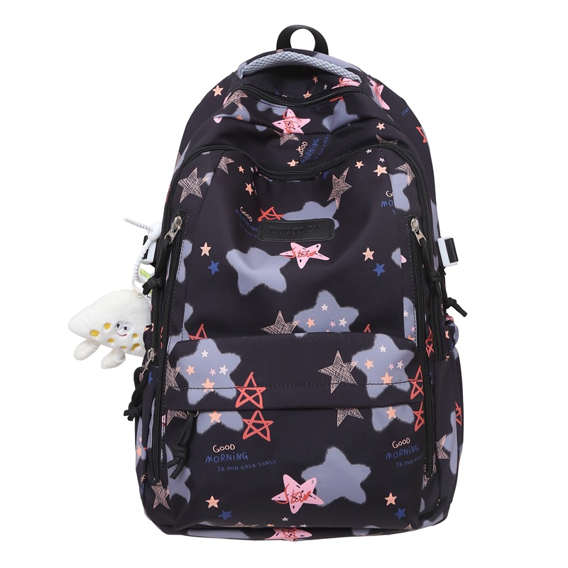 Mochila fresca de moda, mochila escolar para estudiantes de secundaria y preparatoria, personalidad de gran capacidad, impresión de corazón de niña, mochila de ocio al aire libre de viaje