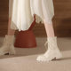 Winter Fleece-lined Boots 2022 New Arrival Martin Boots Trendy Brown Curry Color Thin Boots Round Toe Lace-up Short Boots for Women