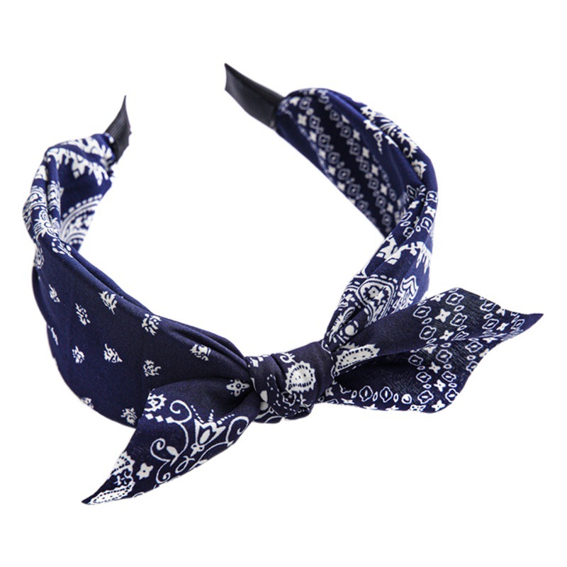 Diadema femenina Otoño e Invierno Nueva Flor de anacardo Orejas de conejo diadema ancha Diadema de presión femenina europea y americana banda de pelo de tela anudada al por mayor