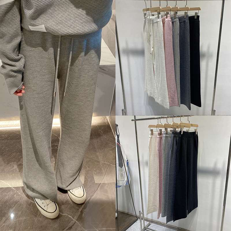 Tb Pants Spring and Autumn New Style Wool Versatile Wide-Leg Pants for Women High-Waisted Drapey Floor-Length Straight Loose Casual Pants Tb Pants Spring and Autumn New Style Wool Versatile Wide-Leg Pants for Women High-Waisted Drapey Floor-Length Straight Loose Casual Pants