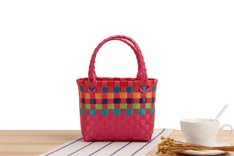 Women's Mini Pvc Lattice Vacation Square Open Straw Bag display picture 5