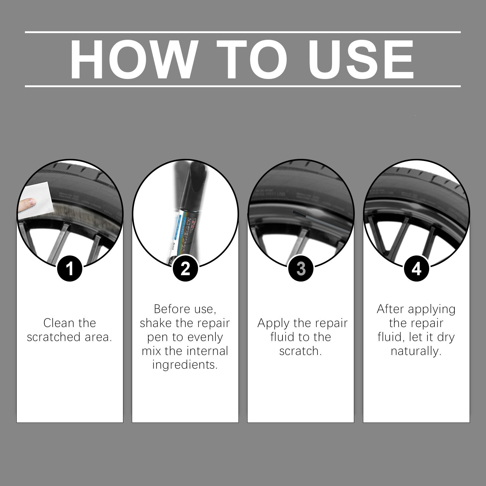 Homonth Black Car Wheel Scratch Repair Pen Car Paint Scratch Removal and Repair Touch-Up Pen