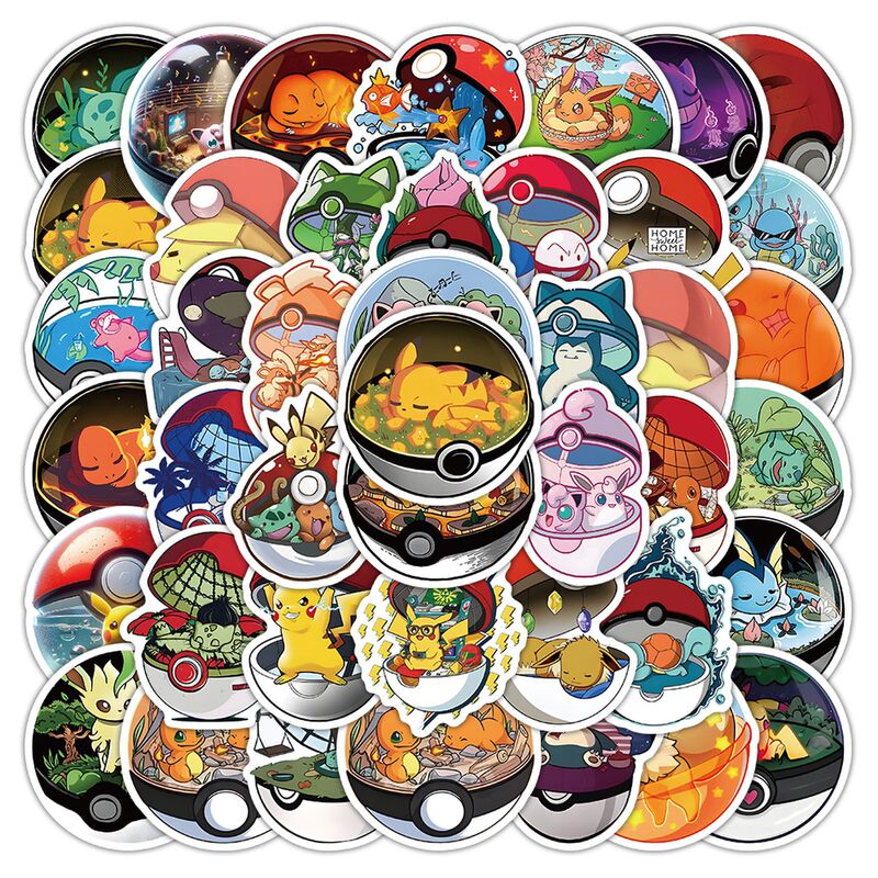 55 ポケモンボール漫画かわいい落書きステッカー防水装飾可能な携帯電話ケースノートブックスーツケース|undefined