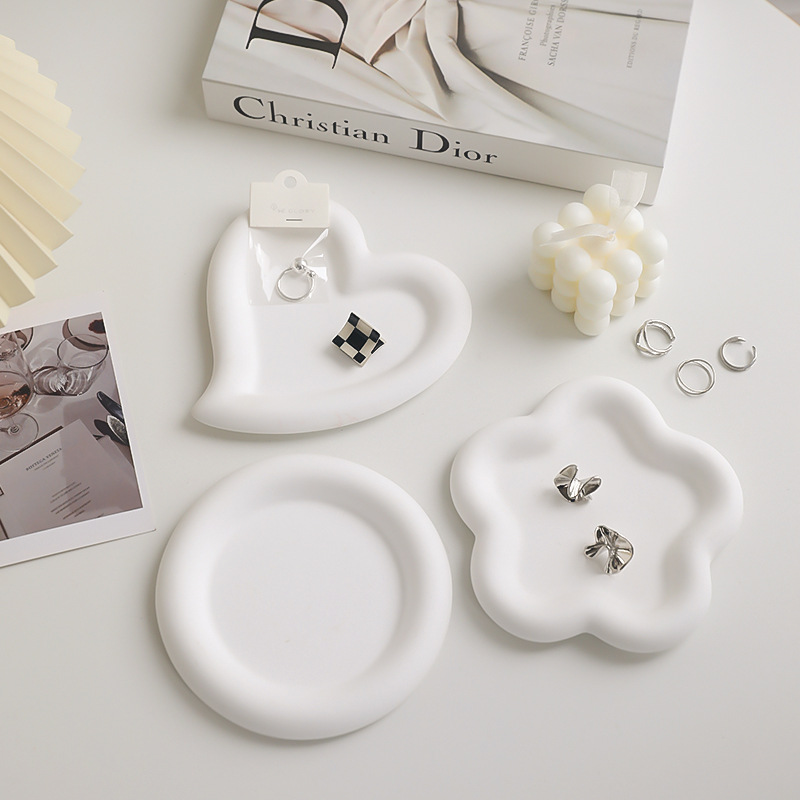 Gypsum Storage Tray Wavy Pattern Photo Props Small Objects Decoration Gourmet Jewelry Pose Photography Background