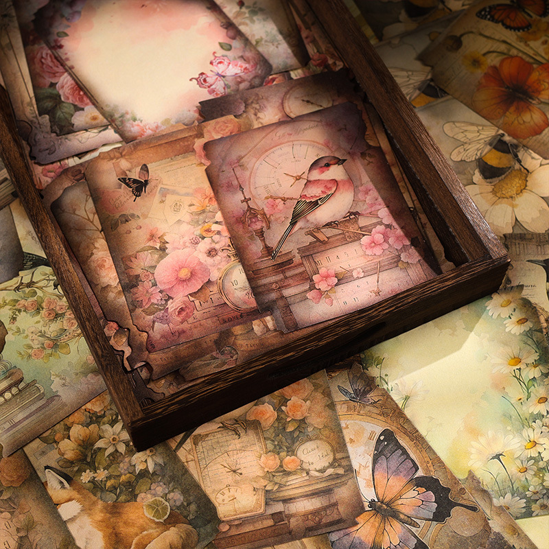 Olvídate de Flower Valley Journal material papel retro no pegajoso mensaje notas memorándum diario base papel DIY material libro