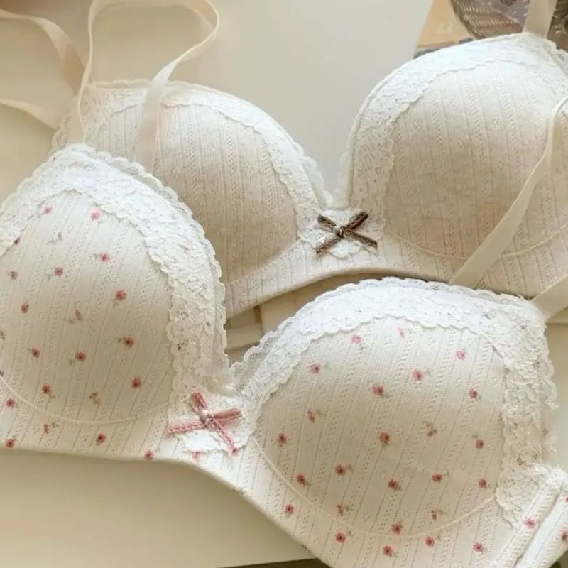 内衣女收副乳聚拢小胸薄款纯欲小碎花日系甜美透气蕾丝防下垂文胸|undefined