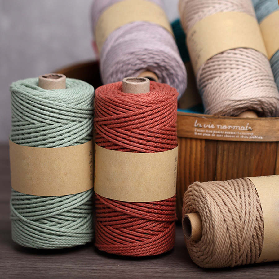 280G/卷 3MM彩色DIY棉绳线手工编织粗细棉纱线包包挂毯帽子线辅料