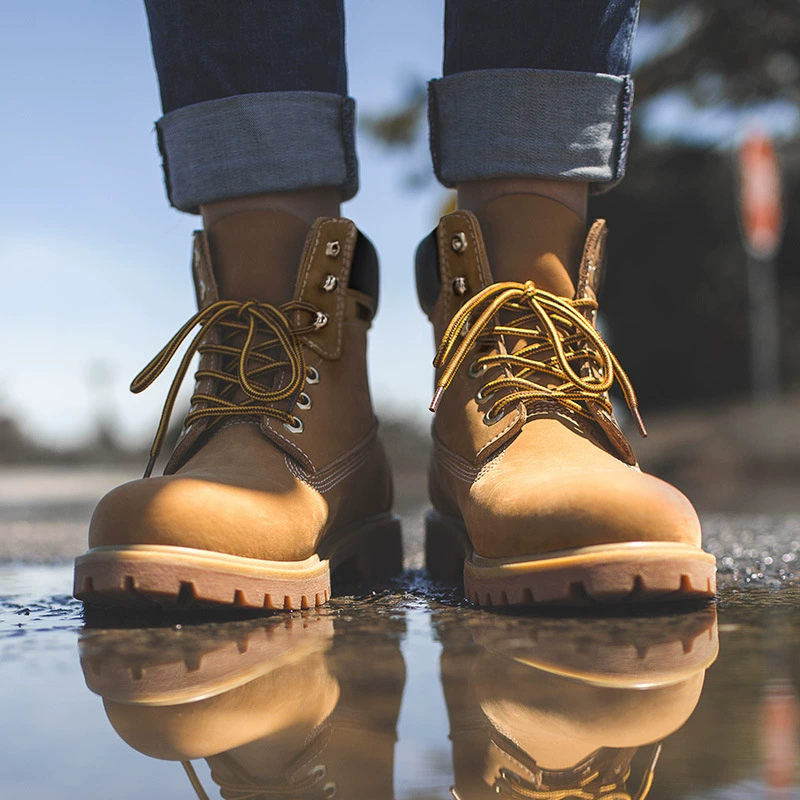 (Плюс бархат) Мадене большие желтые сапоги для мужчин повседневные
