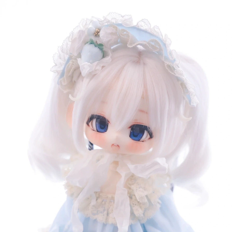 Парик для куклы BJD белый с чёлкой длинные прямые волосы можно подстригать