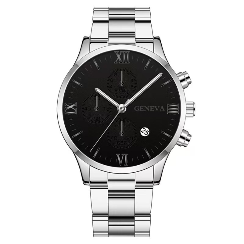 Placa negra aguja plateada cinturón plateado (versión de horquilla plana)