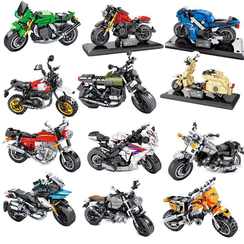 Free Shipping Senbao Technology Series Motorcycle Compatible with Lego Small Particle Children's Building Block Toys