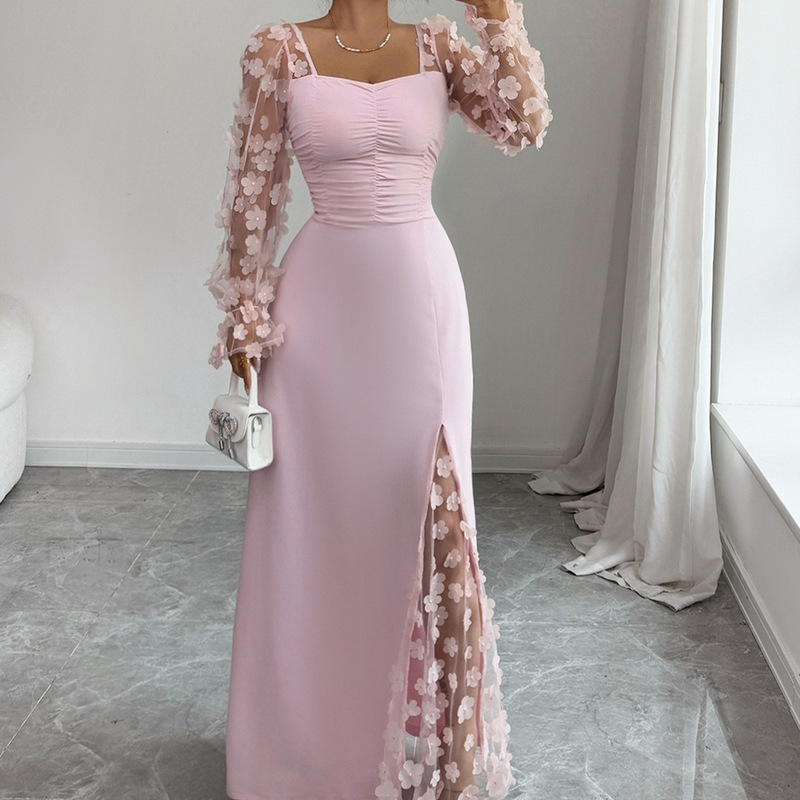 2026 Spring/Summer New Amazon Cross-Border European and American Lace Sleeve Dress Elegant and Stylish Long-Sleeve Long Dress for Women 2026 Spring/Summer New Amazon Cross-Border European and American Lace Sleeve Dress Elegant and Stylish Long-Sleeve Long Dress for Women