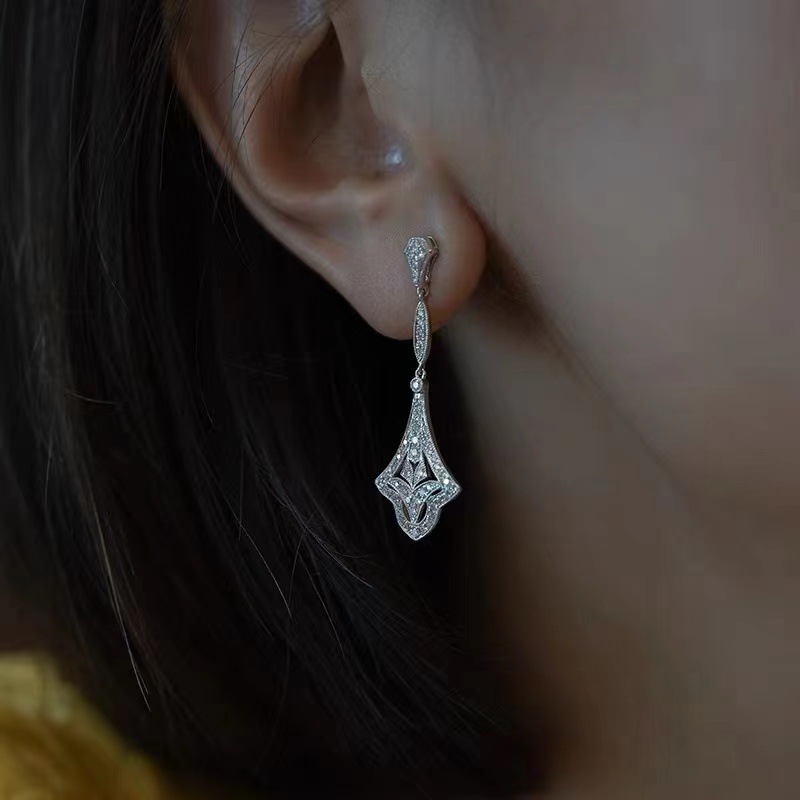 Fairy Style High-end Long Simple Zircon Water Drop Earrings Bridal Earrings Dress Wedding Dress Birthday Accessories for Women