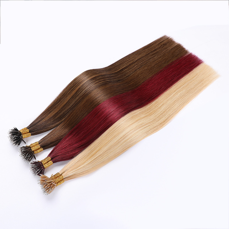 European and American Real Hair Wire Hair Nano Hair Real Hair Nano Ring Hair Extension Bundle Human Hair 100 Pieces