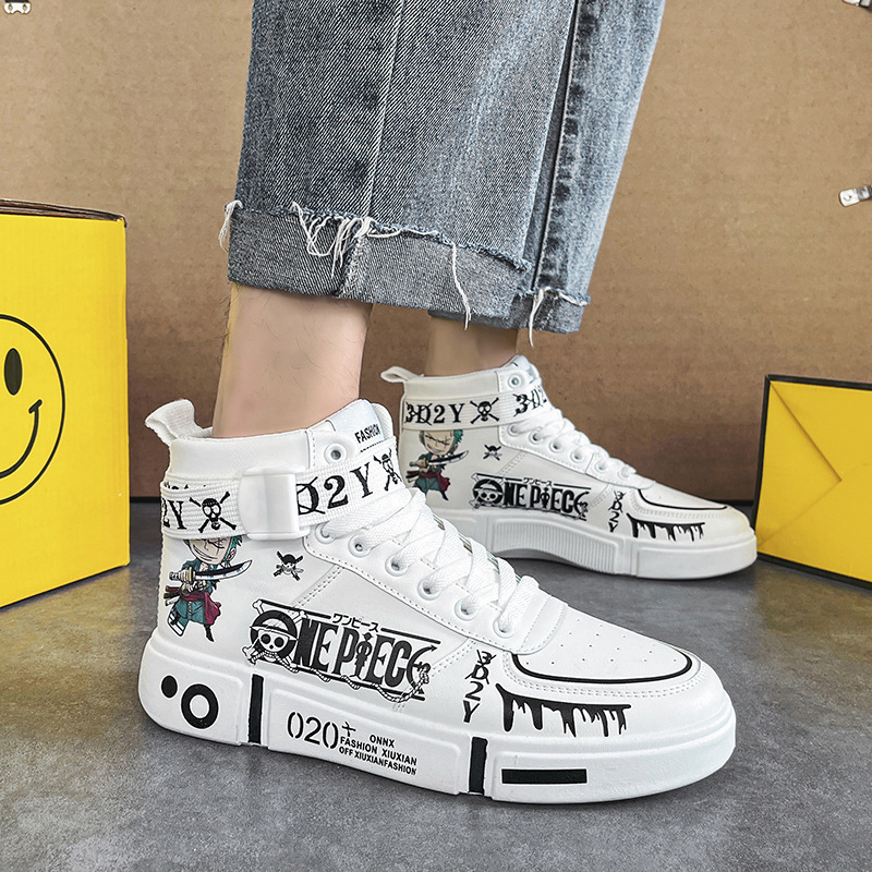 Dibujos animados de dibujos animados al por mayor gato y ratón de dibujos animados nombre conjunto Zapatos altos zapatos blancos casuales pareja estudiante deportes tablero zapatos