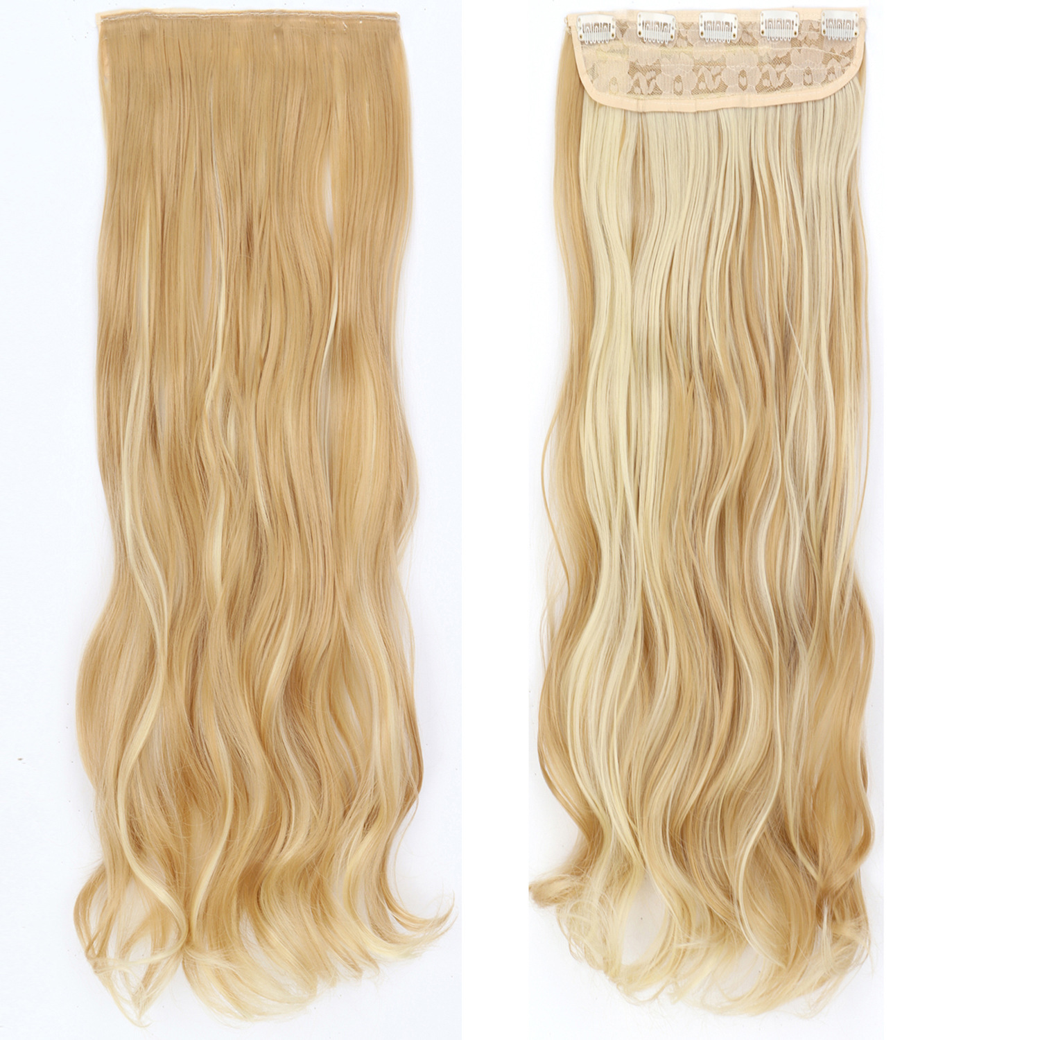 80 cm de extensión de pelo de peluca cinco tarjetas de una pieza de cabello de fibra química de cabello de alta temperatura cabello de cabello largo rizado