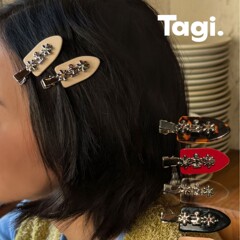 Tagi.金属鼓鼓小花边夹无痕醋酸鸭嘴夹刘海夹甜美可爱发饰发夹头