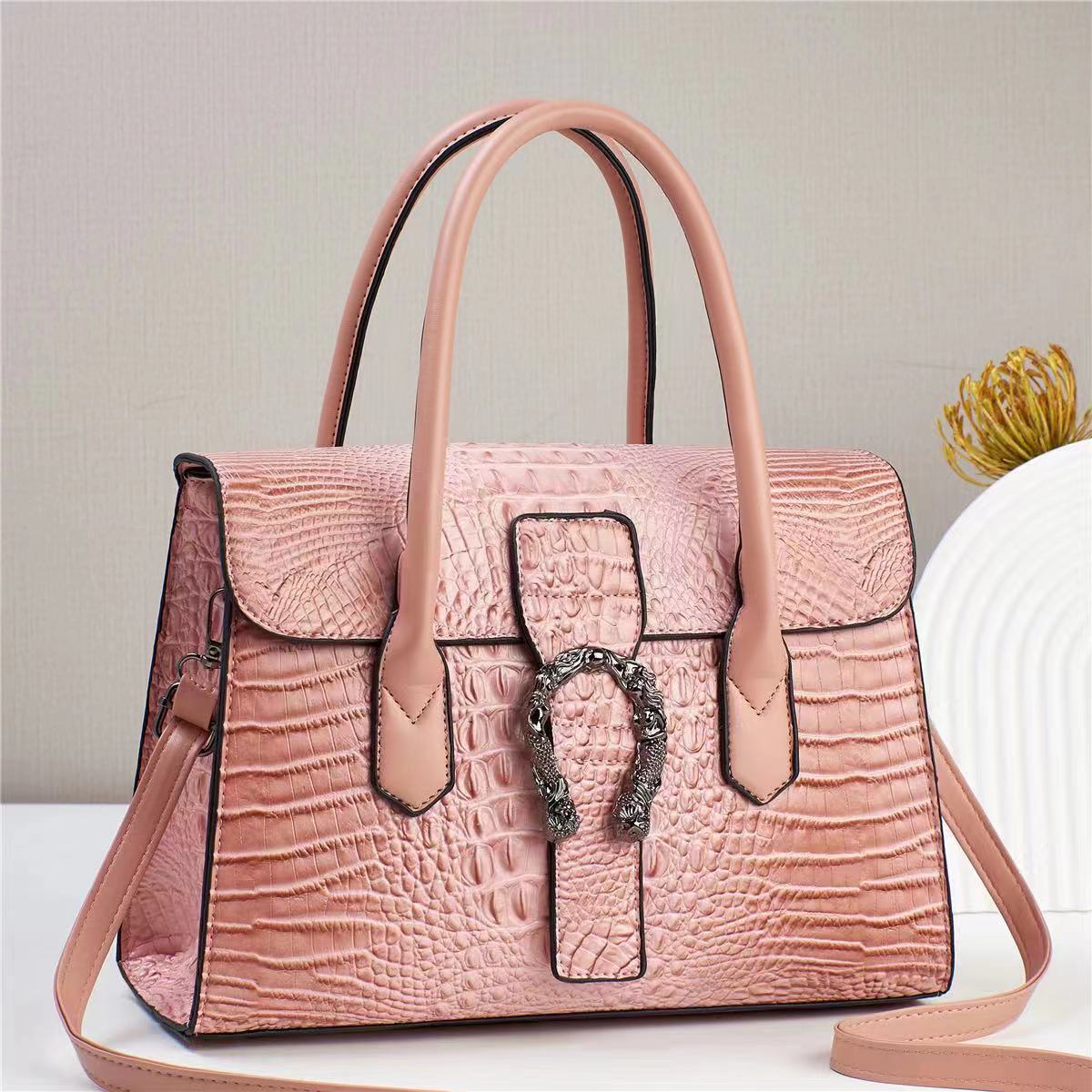 Bolso de moda cocodrilo, gran capacidad, partido de hombro, bolsa de compras, bolsa de mano.
