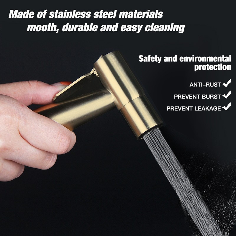 304 stainless steel toilet companion, spray gun set, showerhead, Angle valve, flushing device, pressurized wire drawing, golden women's washing device Specification drawing