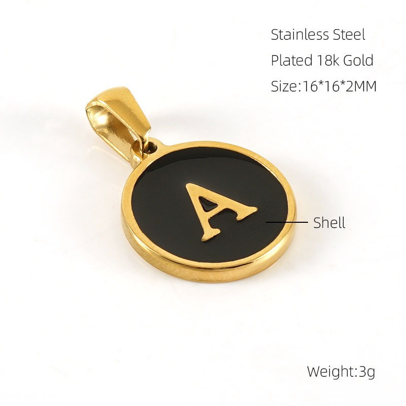 4g Weight Pendant Jewelry Making Type 16mm Jewelry Making Size DIY Jewelry Accessories Classification 1 Piece Quantity 304 Stainless Steel Material Letter, Word Pattern Classic Style Style Enamel, Plating Craft Black Color 1 Piece 16mm 304 Stainless Steel Letter Word Pendant DIY Jewelry Accessories 无