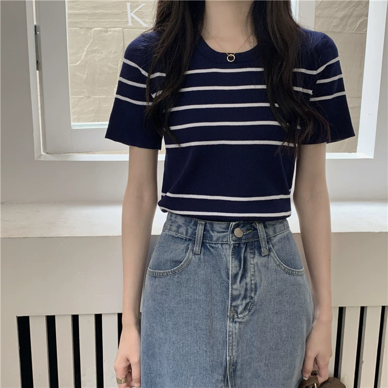 Прилив, летняя тонкая вязаная футболка без рукавов, Slim fit
