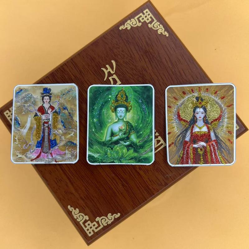 藏式彩金唐卡画芯厂家批发挂坠卡芯药师半手绘洒金图案可选唐卡芯|undefined